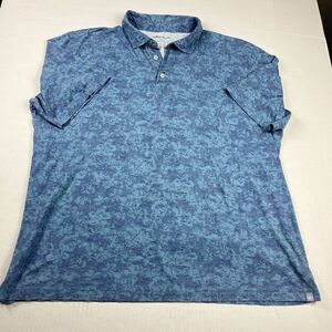 Peter Millar Mens Seaside Polo Shirt Blue Floral Short Sleeve Soft Casual Top XL